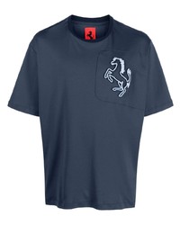T-shirt girocollo blu scuro di Ferrari
