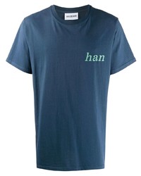 T-shirt girocollo blu scuro di Han Kjobenhavn