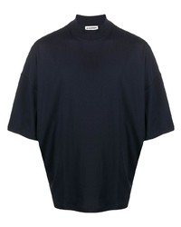 T-shirt girocollo blu scuro di Jil Sander
