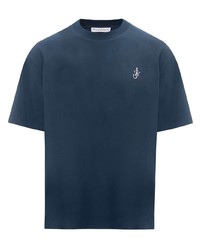 T-shirt girocollo blu scuro di JW Anderson