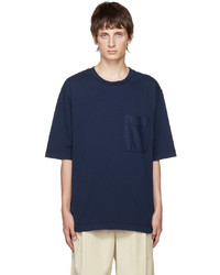 T-shirt girocollo blu scuro di Lemaire