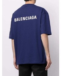 T-shirt girocollo blu scuro di Balenciaga