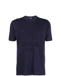 T-shirt girocollo blu scuro di Love Moschino