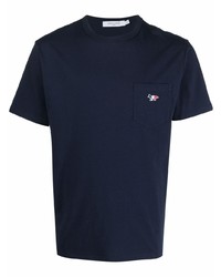 T-shirt girocollo blu scuro di MAISON KITSUNÉ
