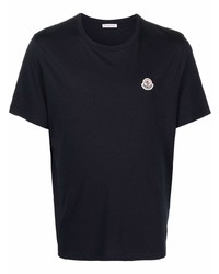 T-shirt girocollo blu scuro di Moncler