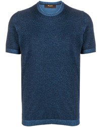 T-shirt girocollo blu scuro di Moorer