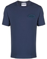 T-shirt girocollo blu scuro di Moschino