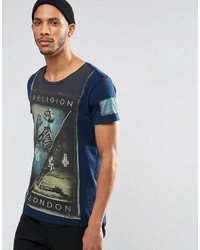 T-shirt girocollo blu scuro di Religion