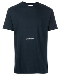 T-shirt girocollo blu scuro di Saintwoods