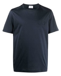 T-shirt girocollo blu scuro di Salvatore Ferragamo
