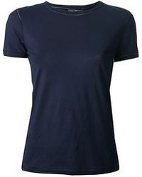 T-shirt girocollo blu scuro di Salvatore Ferragamo