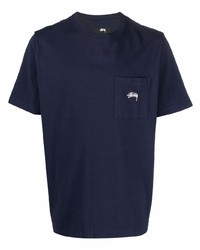 T-shirt girocollo blu scuro di Stussy
