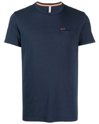 T-shirt girocollo blu scuro di Sun 68