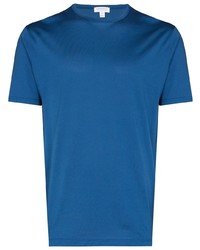 T-shirt girocollo blu scuro di Sunspel