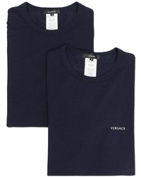 T-shirt girocollo blu scuro di Versace
