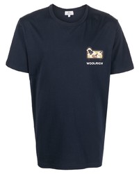 T-shirt girocollo blu scuro di Woolrich