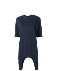 T-shirt girocollo blu scuro di Yang Li