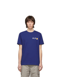T-shirt girocollo blu di A.P.C.