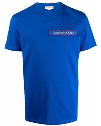 T-shirt girocollo blu di Alexander McQueen