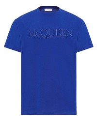 T-shirt girocollo blu di Alexander McQueen