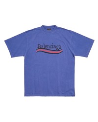 T-shirt girocollo blu di Balenciaga