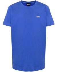 T-shirt girocollo blu di BOSS