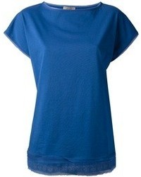 T-shirt girocollo blu di Bottega Veneta