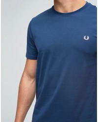T-shirt girocollo blu di Fred Perry