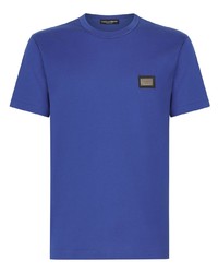 T-shirt girocollo blu di Dolce & Gabbana