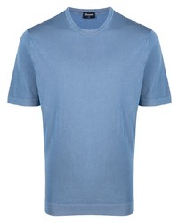 T-shirt girocollo blu di Drumohr