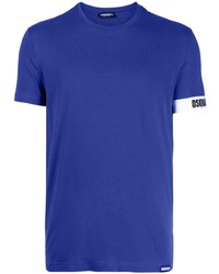 T-shirt girocollo blu di DSQUARED2