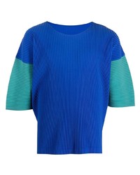 T-shirt girocollo blu di Homme Plissé Issey Miyake