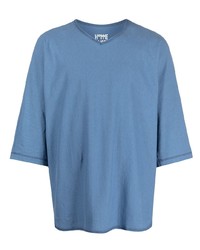 T-shirt girocollo blu di Homme Plissé Issey Miyake