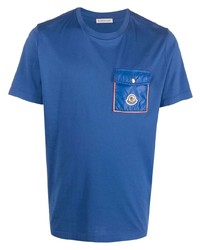 T-shirt girocollo blu di Moncler