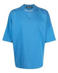 T-shirt girocollo blu di Palm Angels