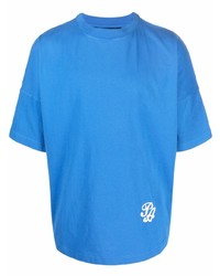 T-shirt girocollo blu di Palm Angels