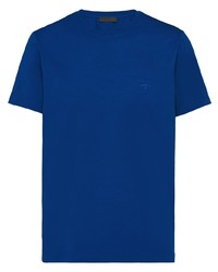 T-shirt girocollo blu di Prada