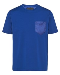 T-shirt girocollo blu di Prada