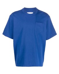 T-shirt girocollo blu di Sacai