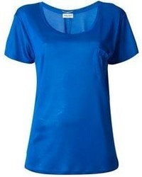 T-shirt girocollo blu di Saint Laurent