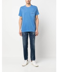 T-shirt girocollo blu di Fay
