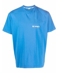 T-shirt girocollo blu di Sunnei