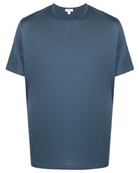 T-shirt girocollo blu di Sunspel