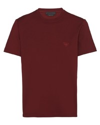 T-shirt girocollo bordeaux di Prada