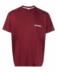T-shirt girocollo bordeaux di Sunnei