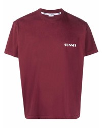 T-shirt girocollo bordeaux di Sunnei