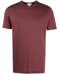 T-shirt girocollo bordeaux di Sunspel