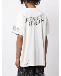 T-shirt girocollo con borchie bianca di Haculla