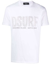 T-shirt girocollo con borchie bianca di DSQUARED2