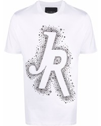 T-shirt girocollo con borchie bianca di John Richmond